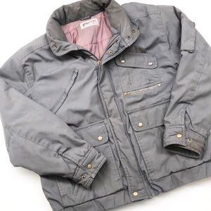 Grapevines gray utility zip up jacket with optional hood